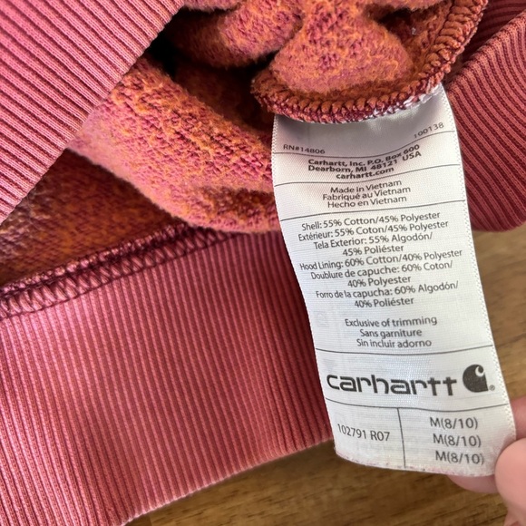 Carhartt Hoodie Relaxed Fit MED MIDWEIGHT LOGO SLEEVE GRAPHIC Distressed Stains - Picture 13 of 16